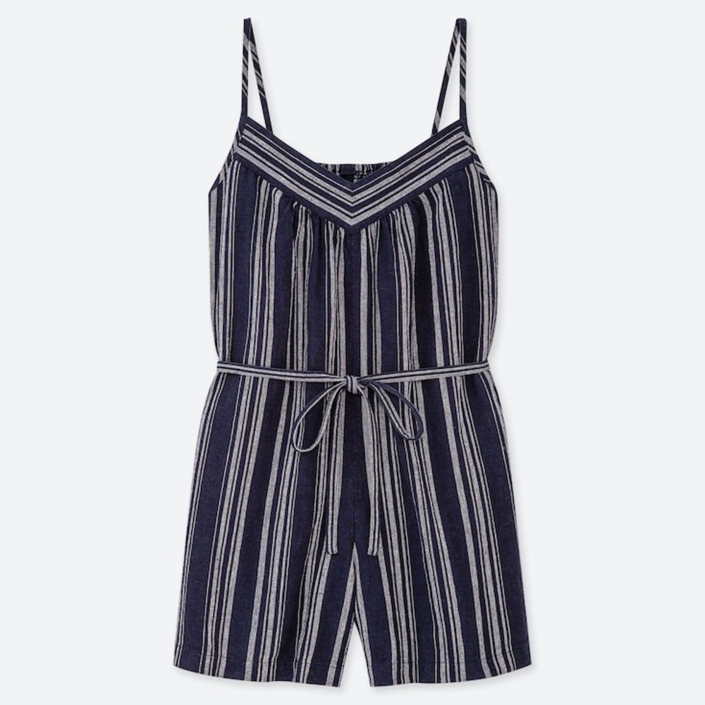 Navy blue linen romper